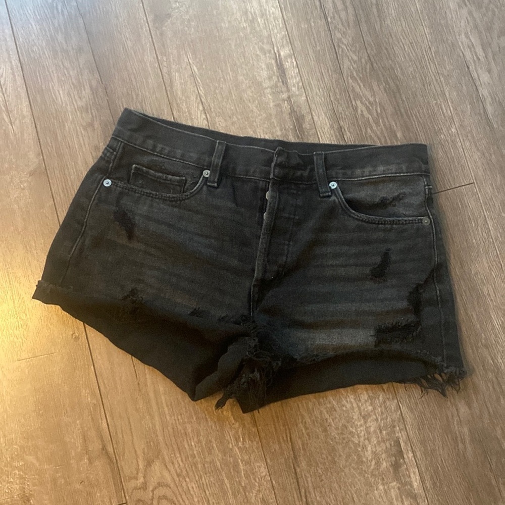 Blank nyc black denim distressed shorts 27